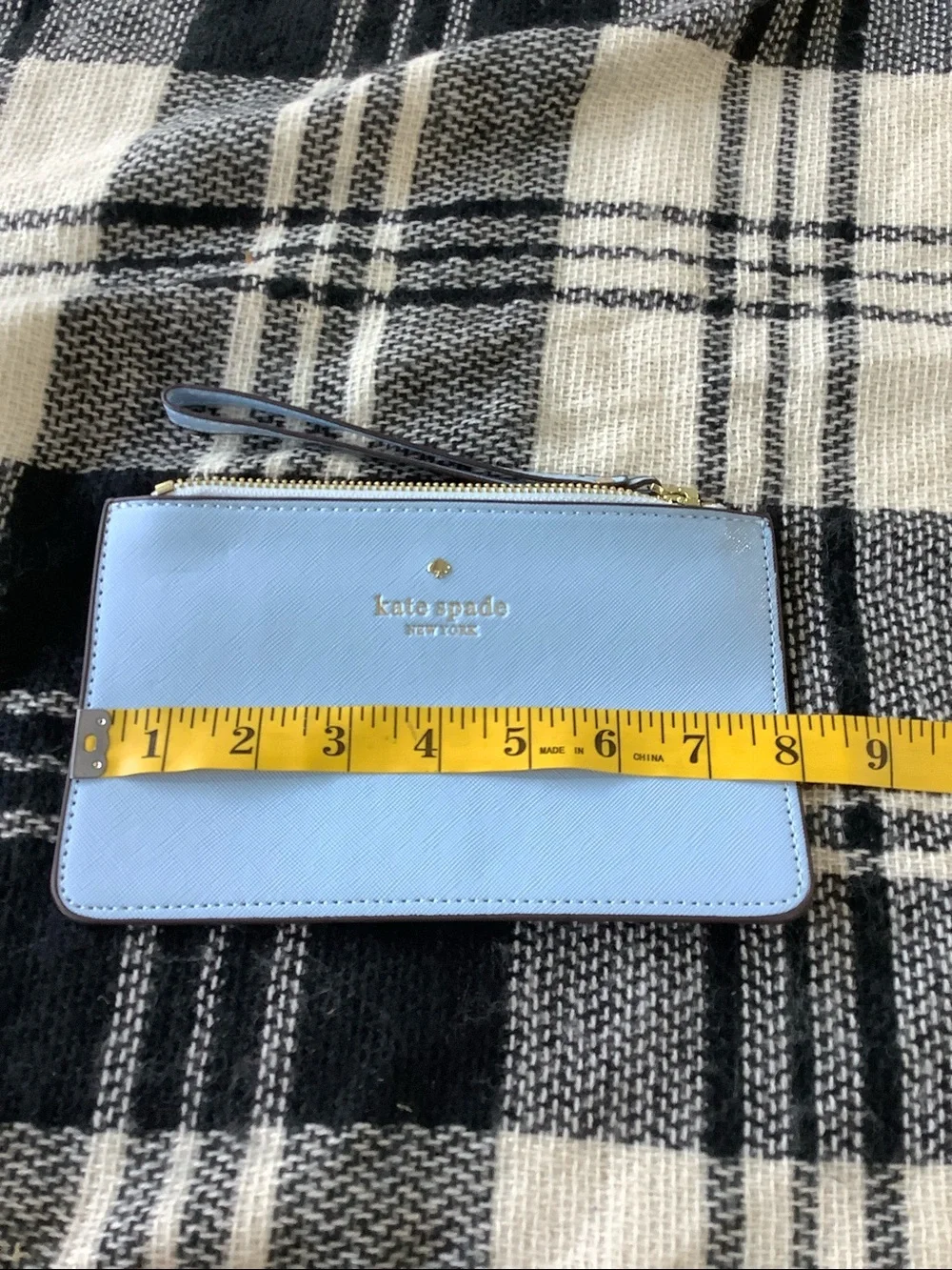 Kate spade light blue large slim wristlet